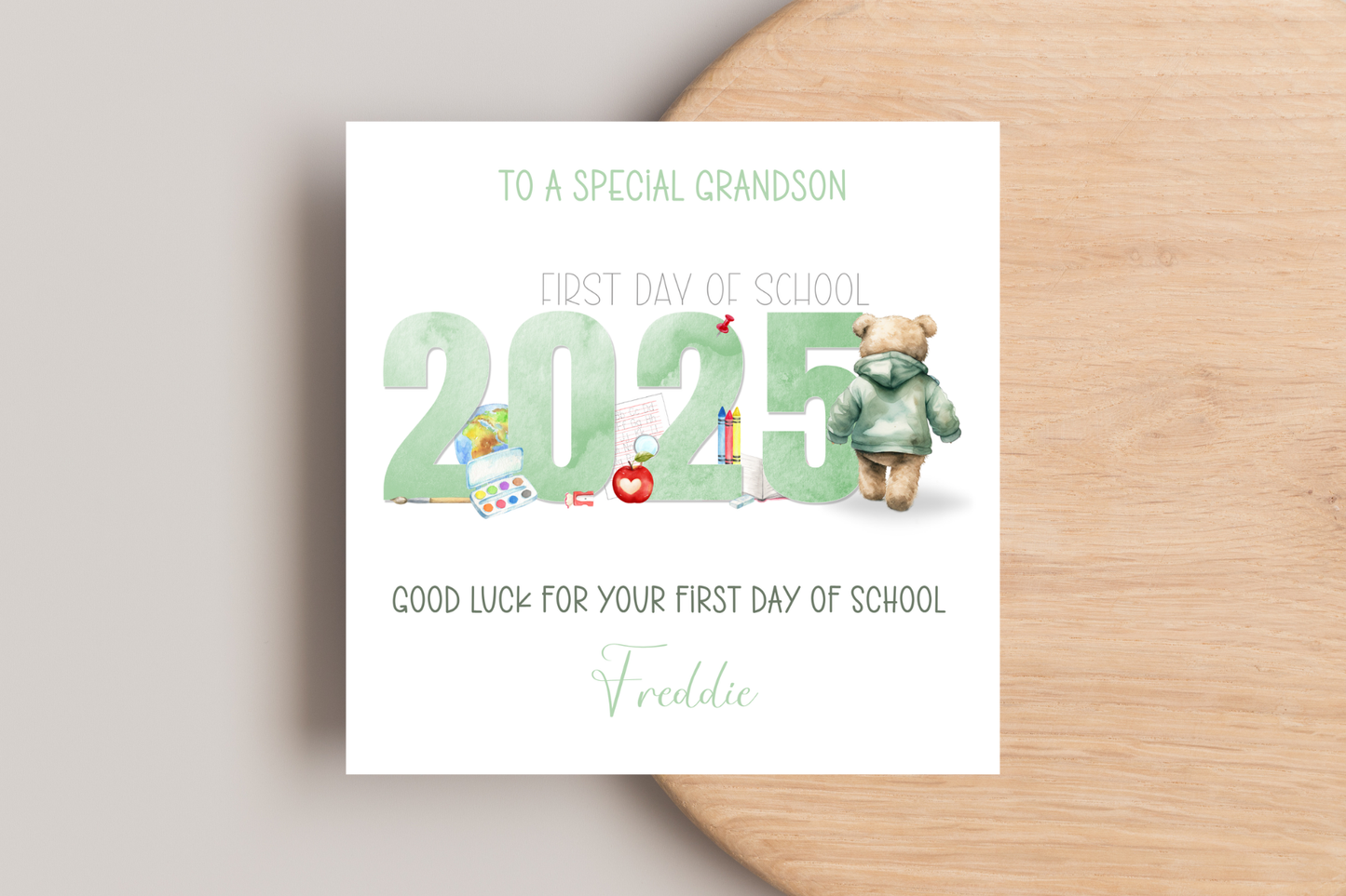 Personalised Bear First Day of School Card