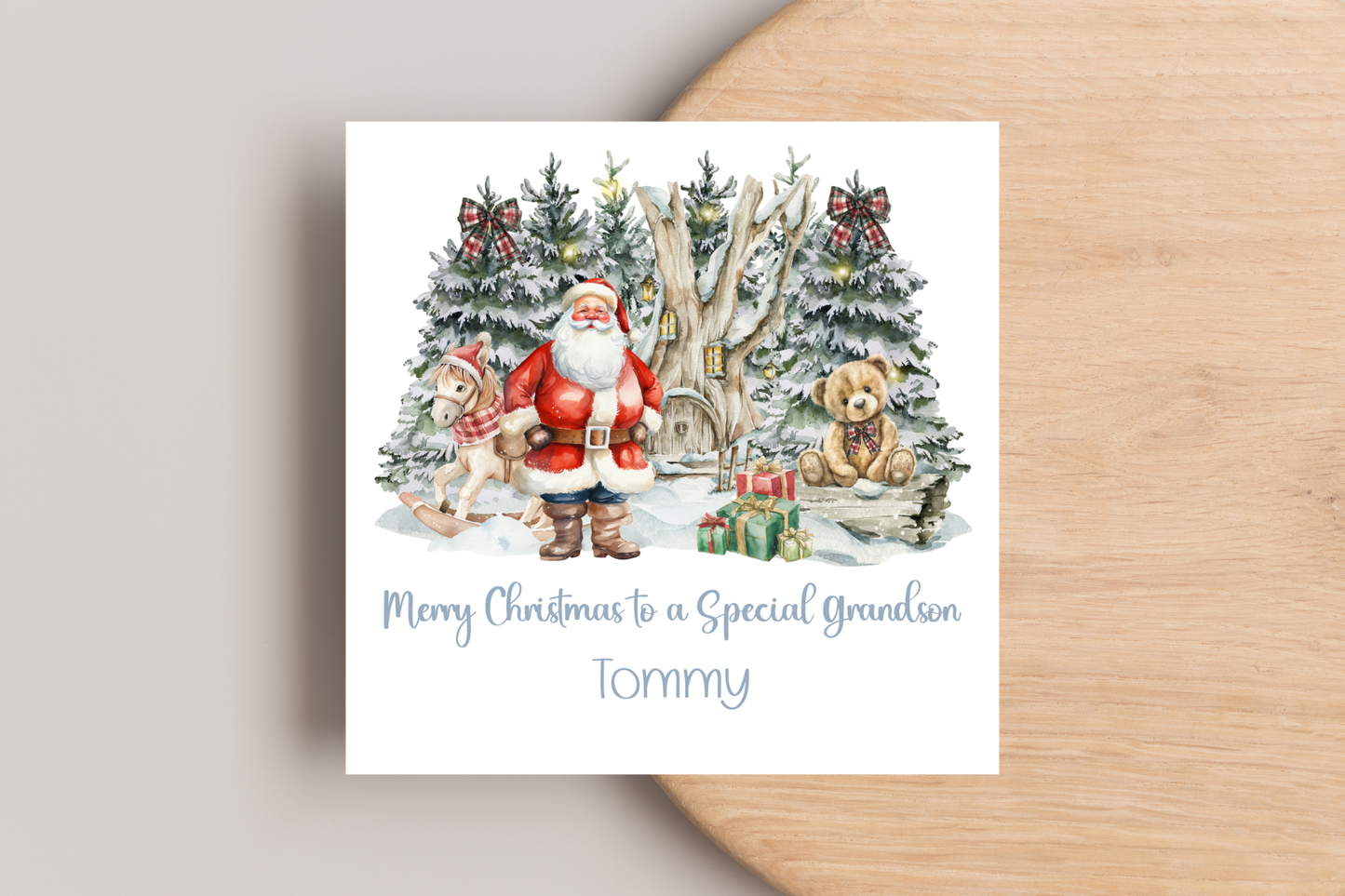 Personalised Father Christmas Christmas Scene Christmas Card