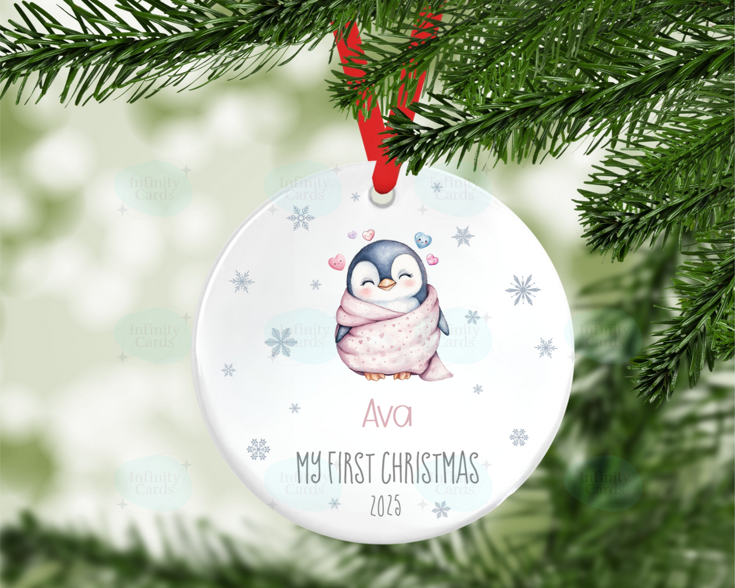 Personalised Penguin First Christmas Tree Decoration