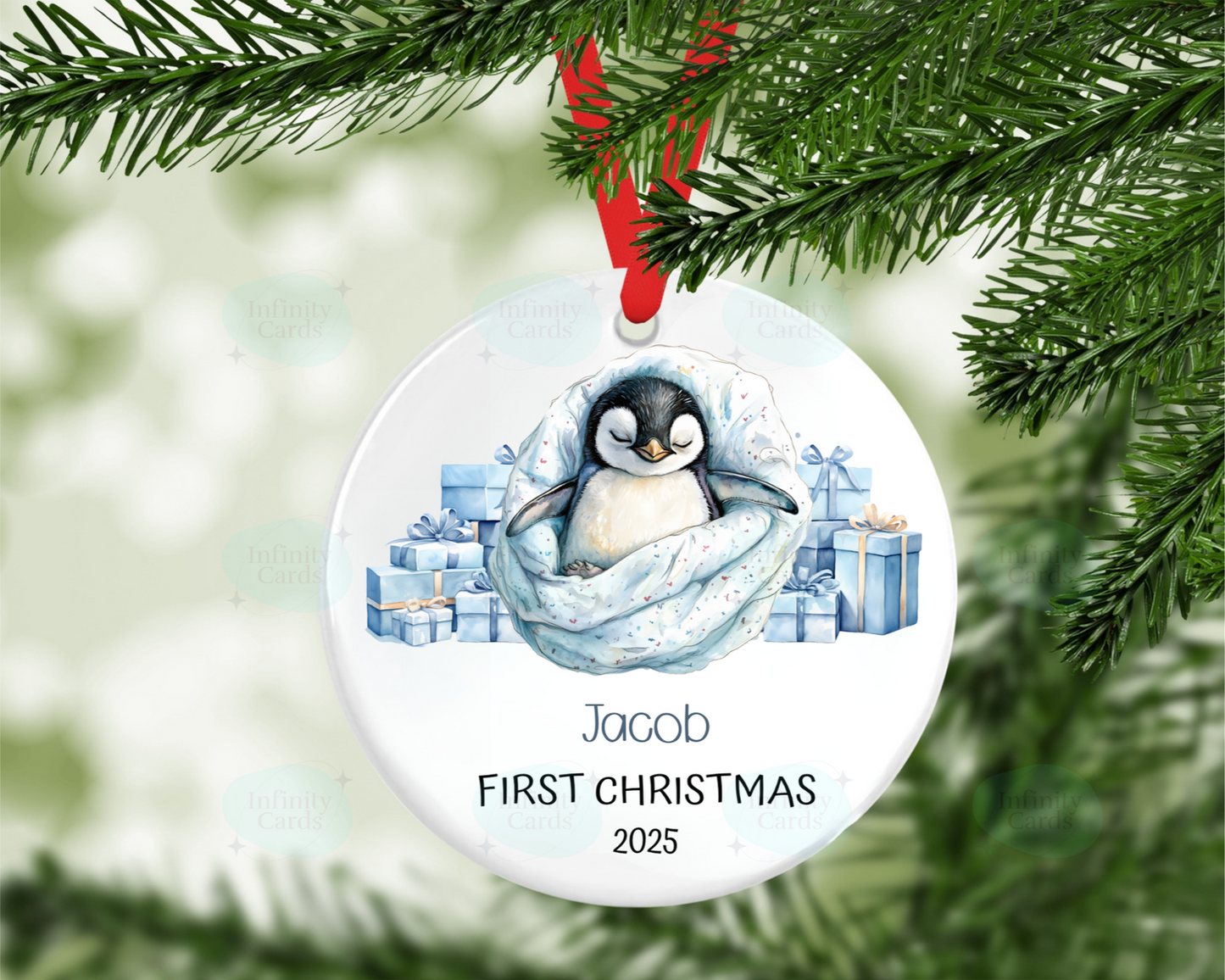 Personalised Penguin First Christmas Tree Decoration