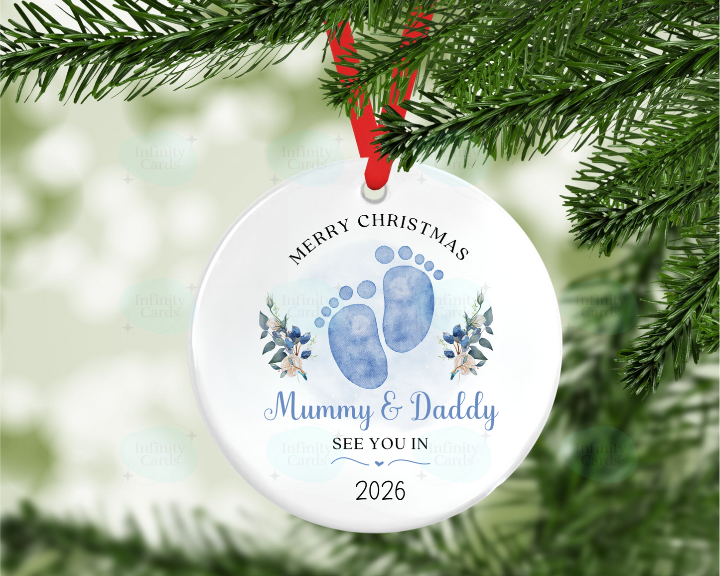 Parents to Be See You in 2026 Mummy and Daddy Christmas Tree Decoration