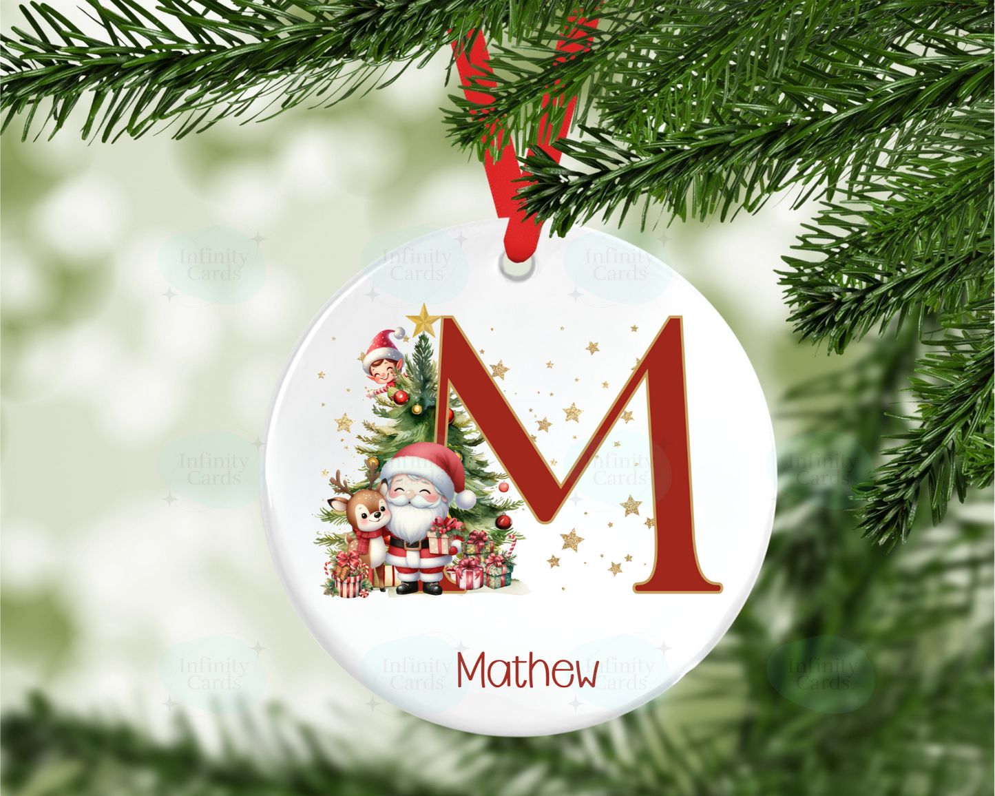 Personalised Santa Initial Christmas Tree Decoration