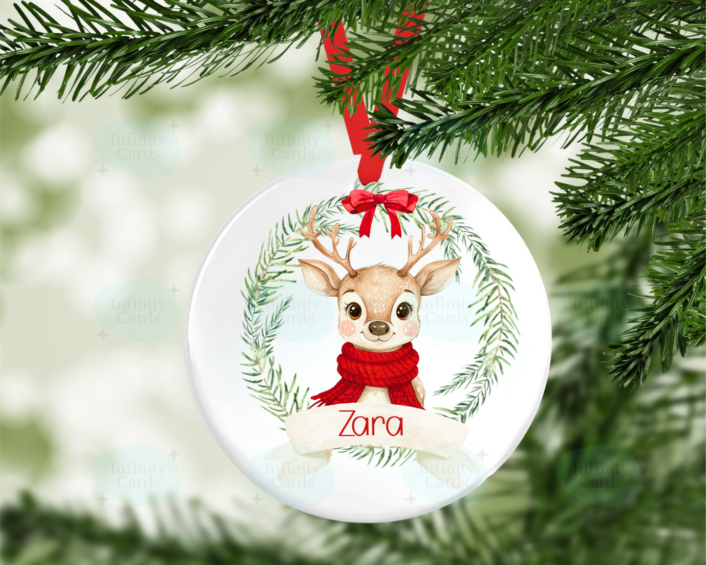 Personalised Reindeer Christmas Tree Decoration
