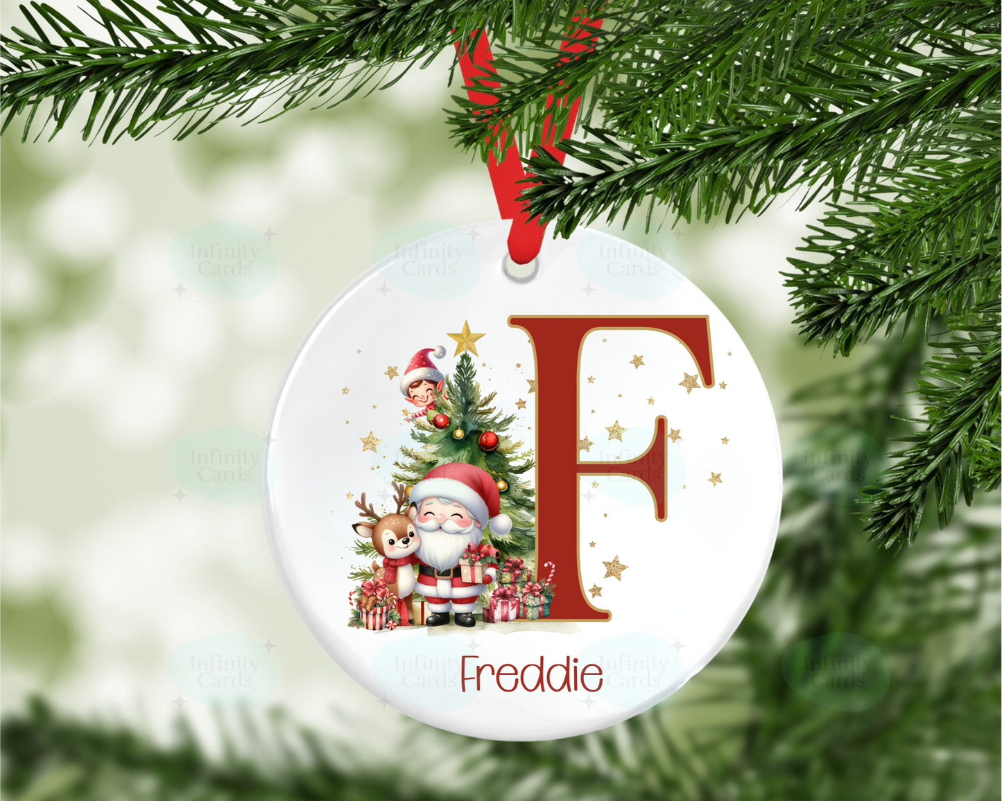 Personalised Santa Initial Christmas Tree Decoration