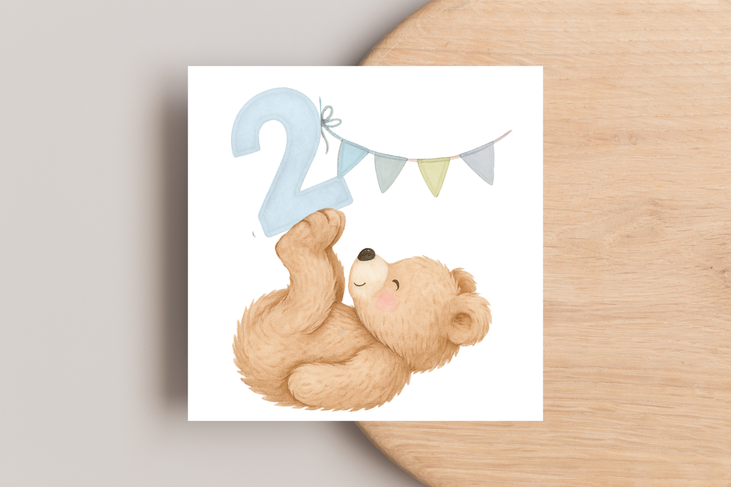 Bear Blue 1 2 3 Years Birthday Card