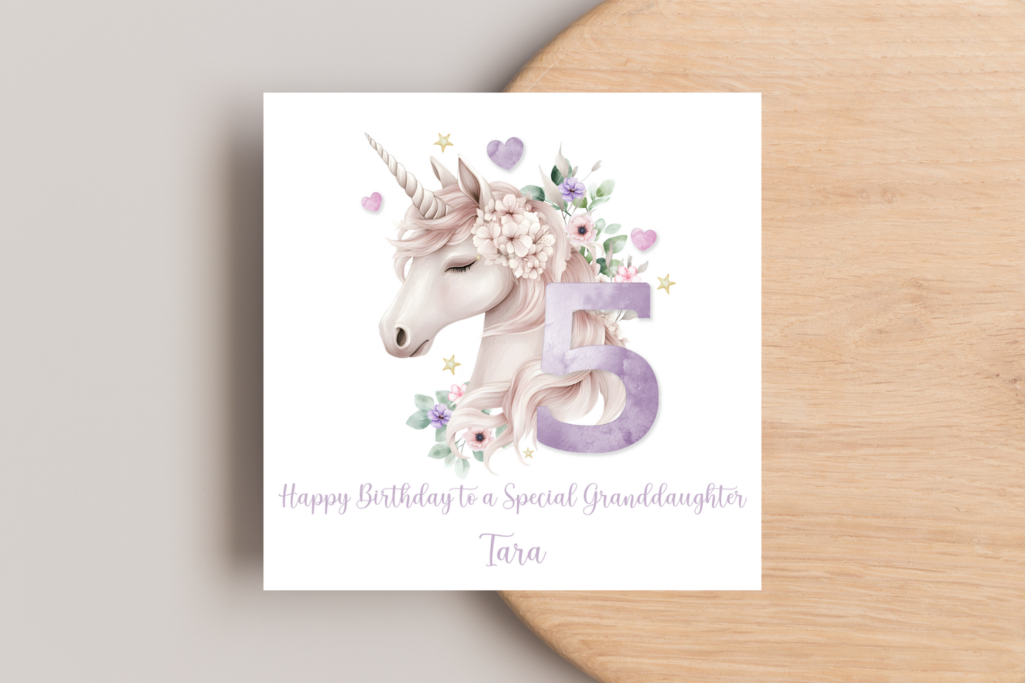 Personalised Pastel Unicorn Number Birthday Card