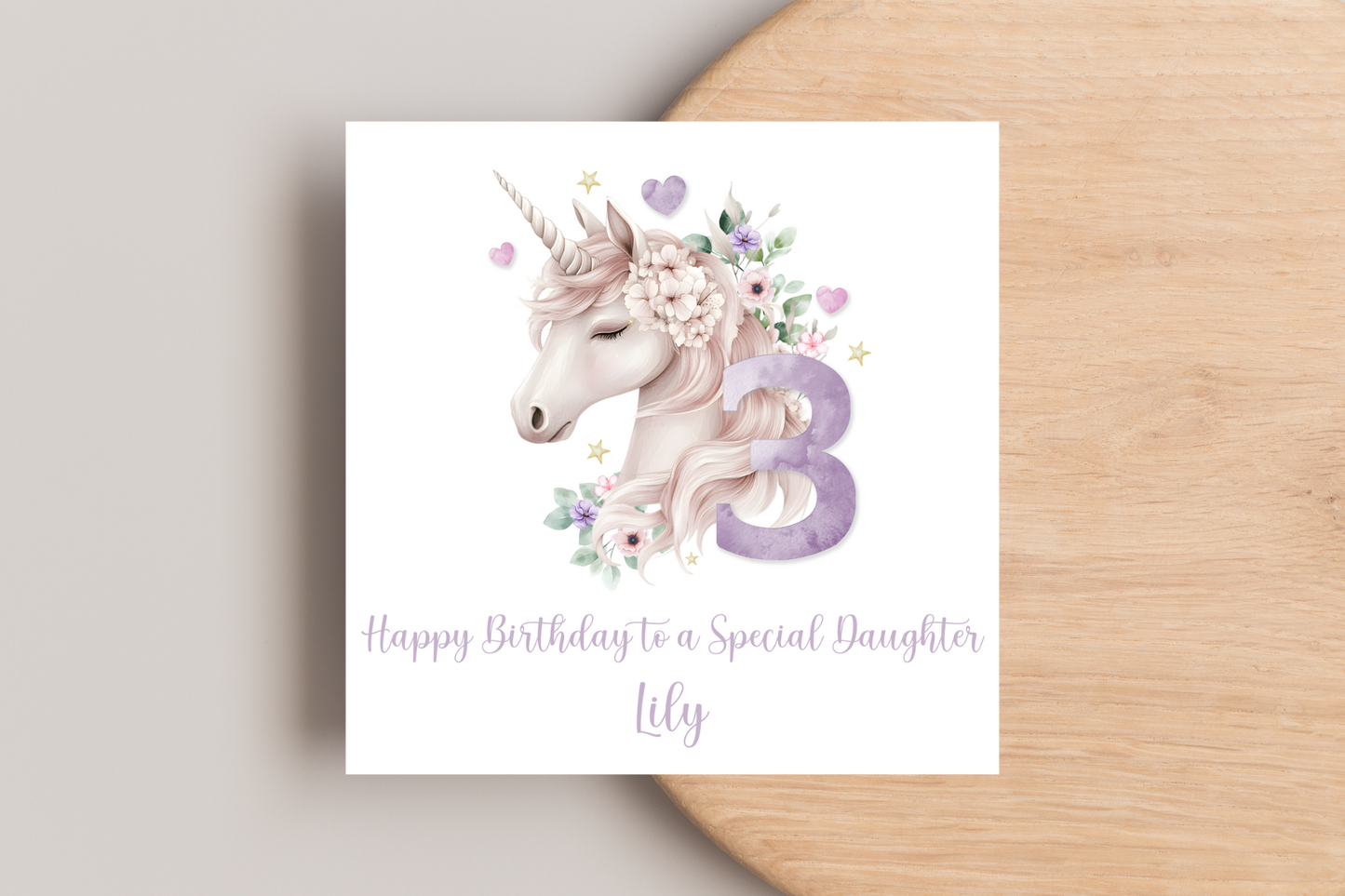Personalised Pastel Unicorn Number Birthday Card