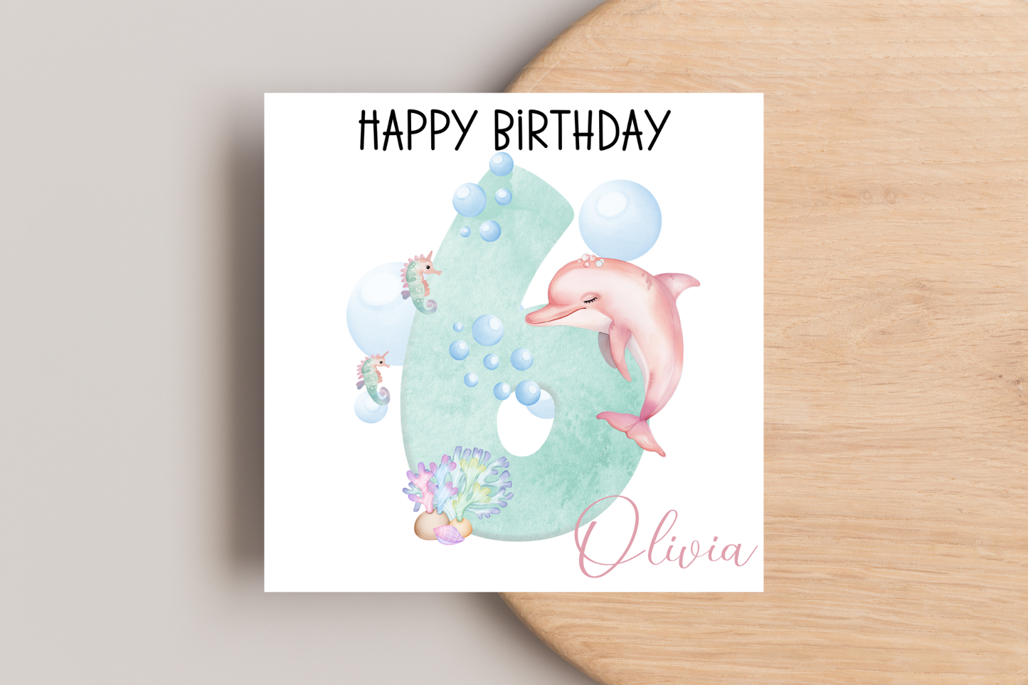 Personalised Dolphin Number Birthday Card