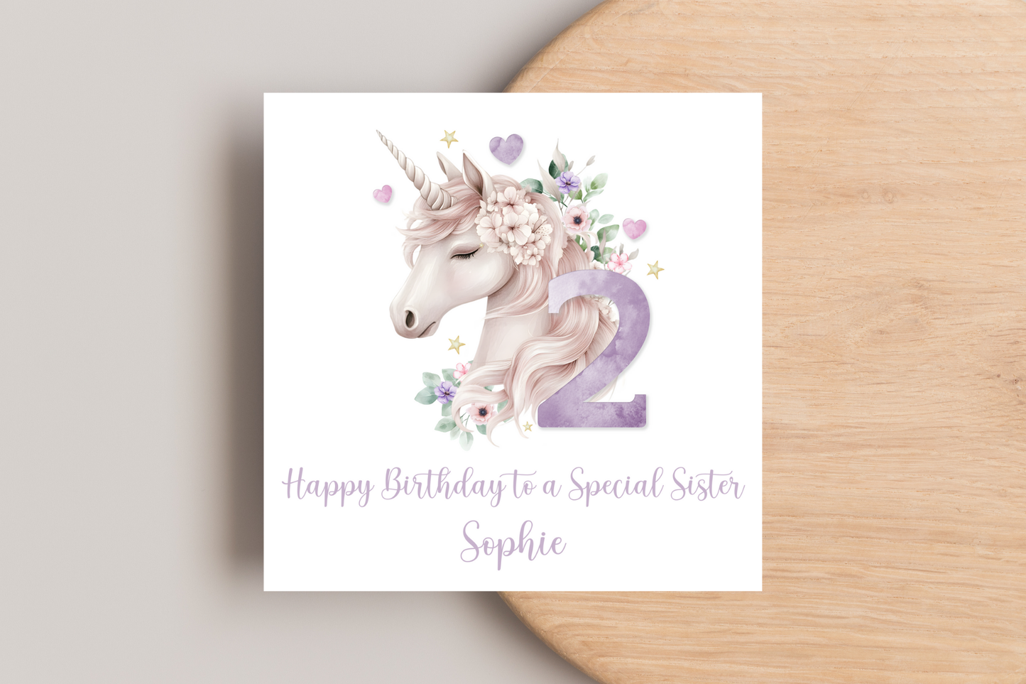 Personalised Pastel Unicorn Number Birthday Card