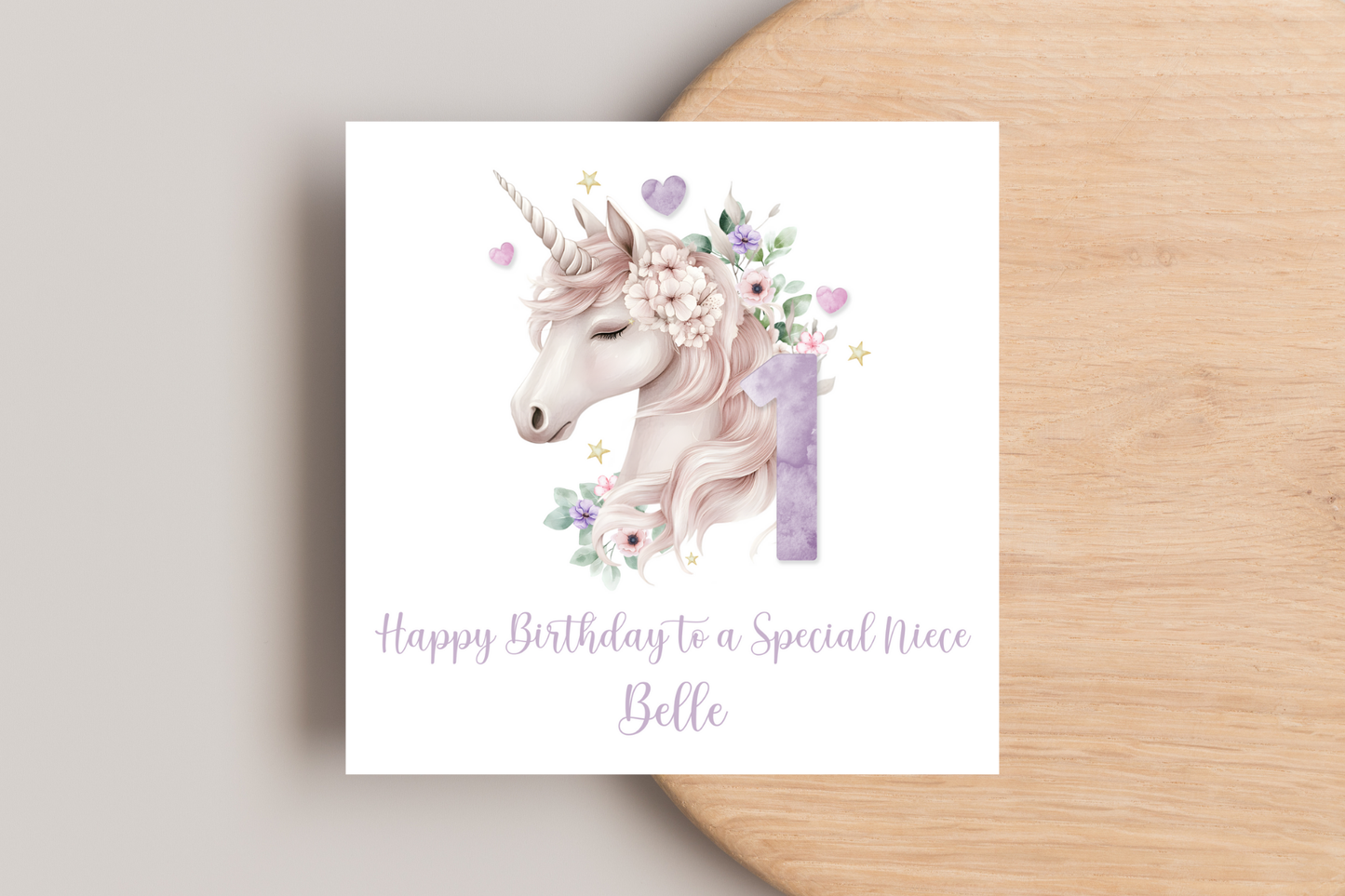 Personalised Pastel Unicorn Number Birthday Card