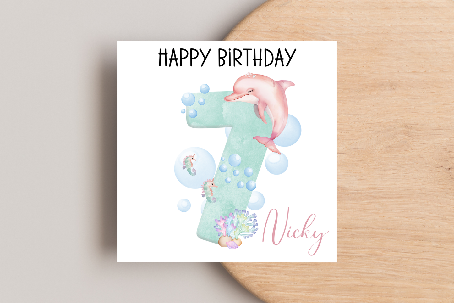 Personalised Dolphin Number Birthday Card