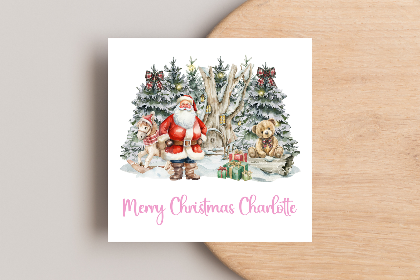 Personalised Santa and Teddy Bear Christmas Card