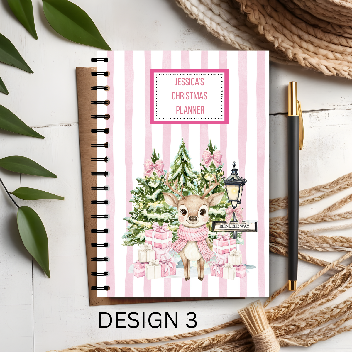 Personalised Reindeer Christmas Planner Notebook