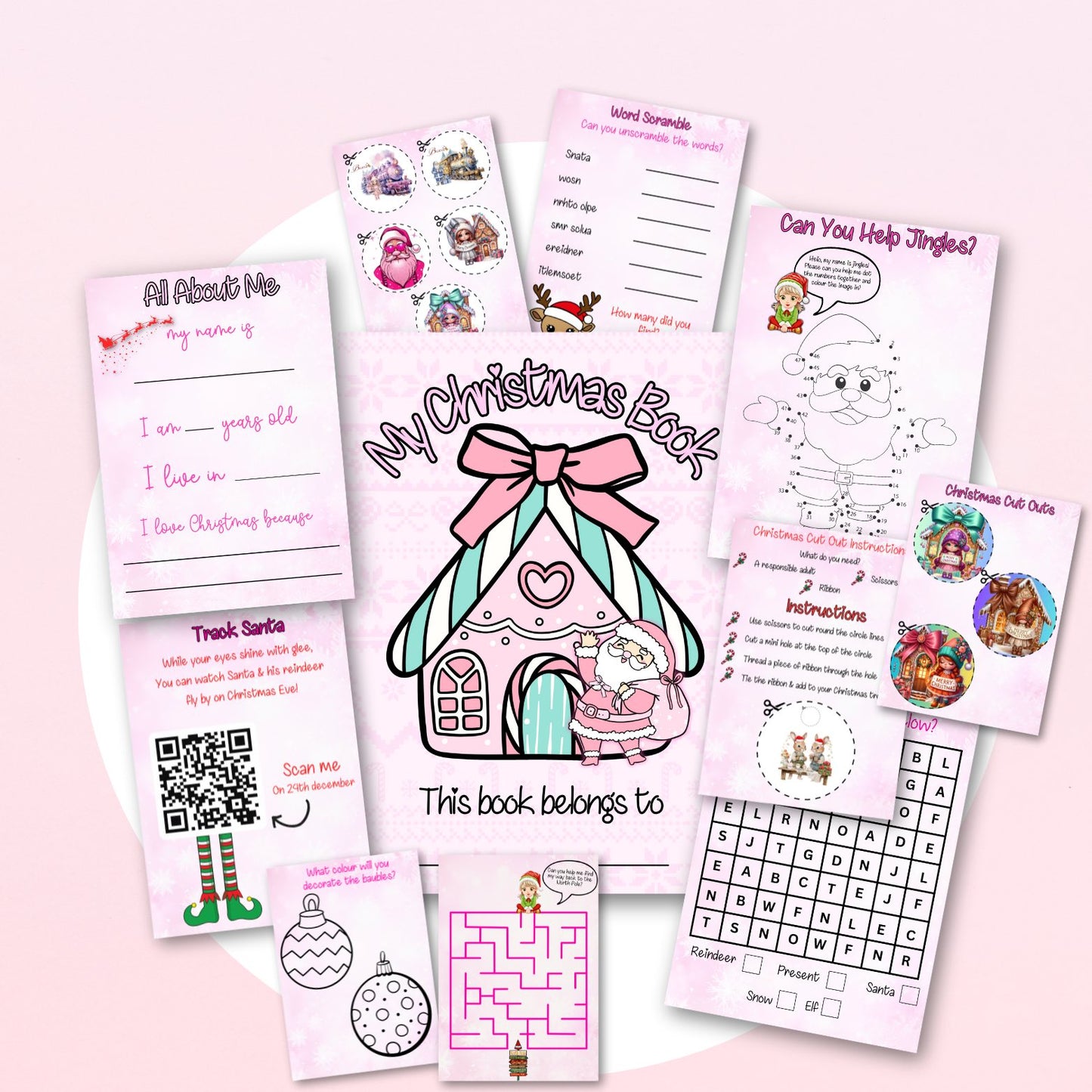 Pink Christmas Activity Book