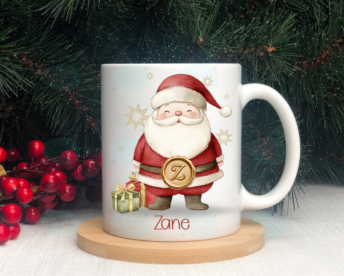 Personalised Initial On Santa's Belt Mug