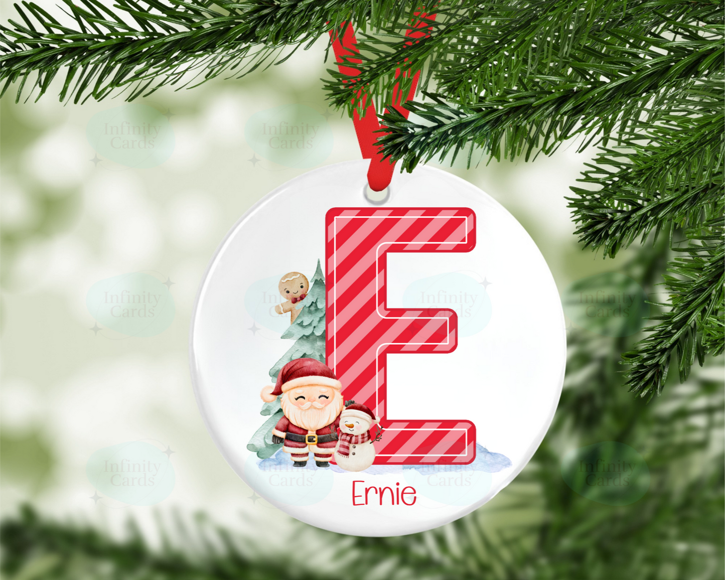 Personalised Santa Initial Christmas Tree Decoration