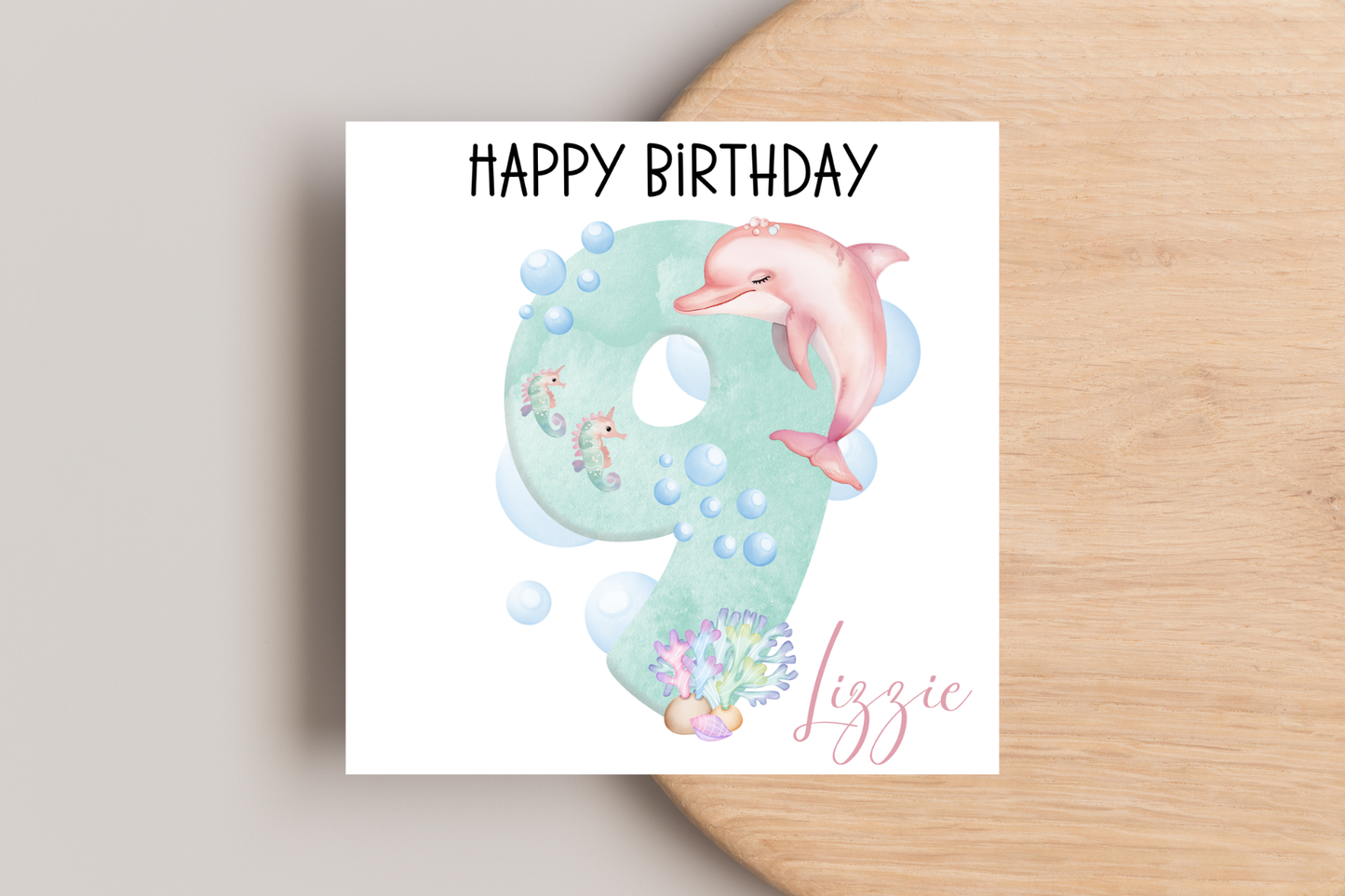 Personalised Dolphin Number Birthday Card