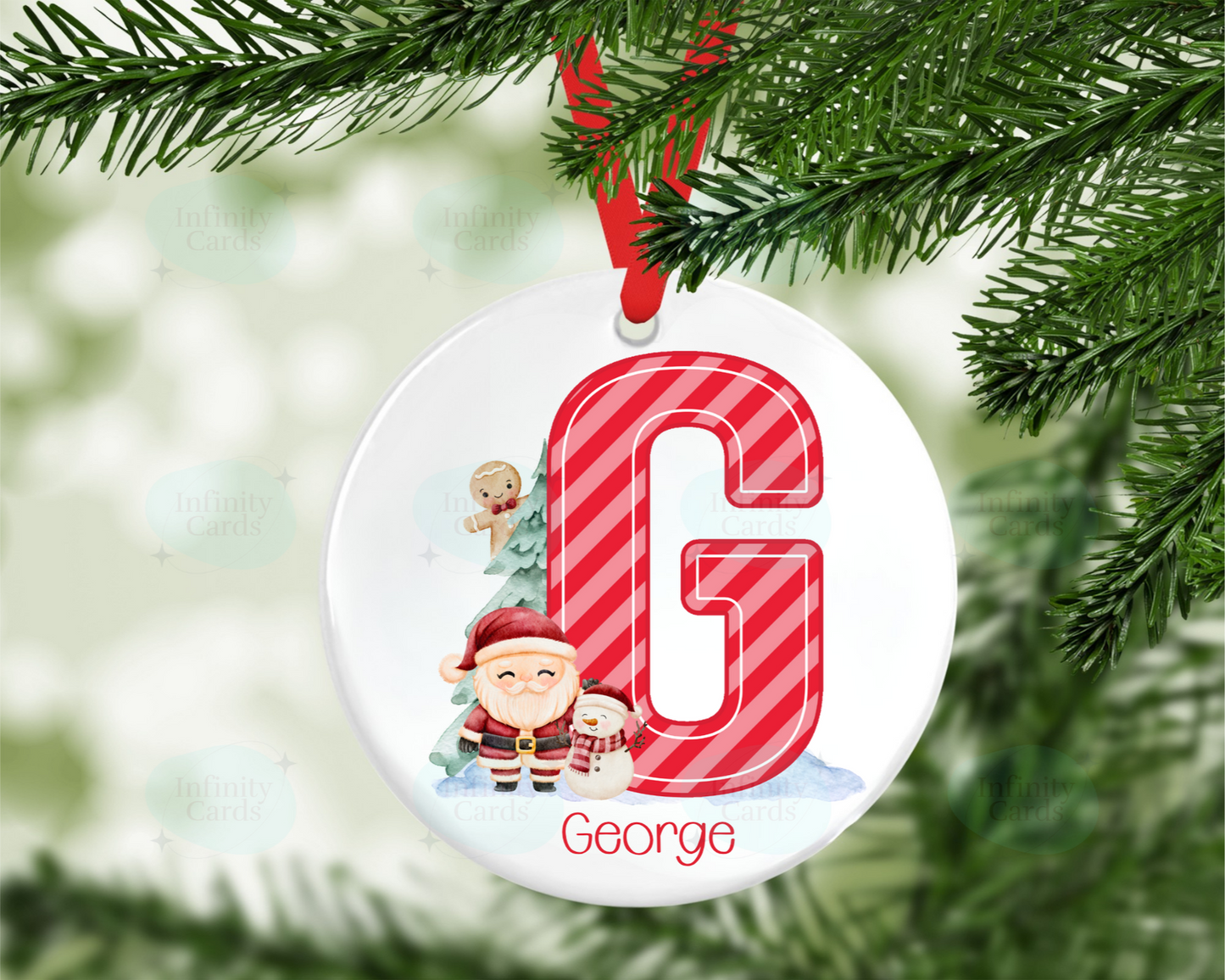 Personalised Santa Initial Christmas Tree Decoration