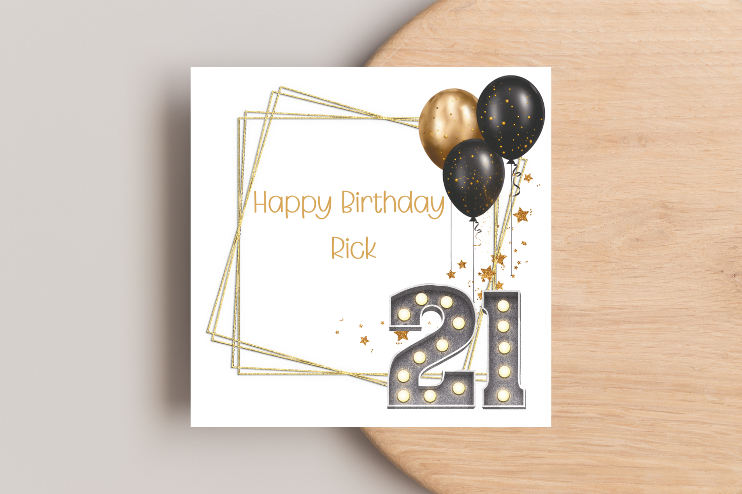 Personalised Black and Gold 21st Birthday Card