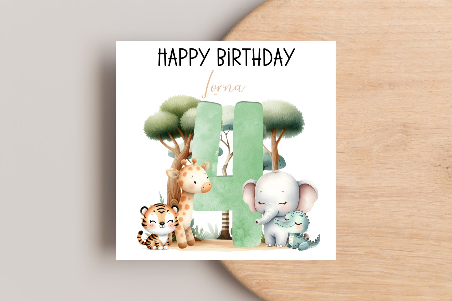 Personalised Jungle Number Birthday Card