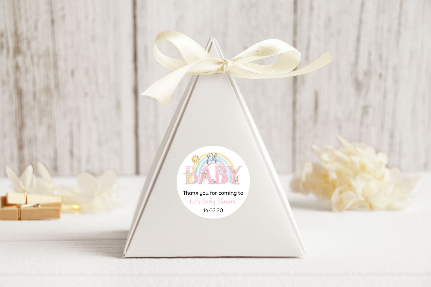 20 X Oh Baby Personalised Baby Shower Favour Stickers