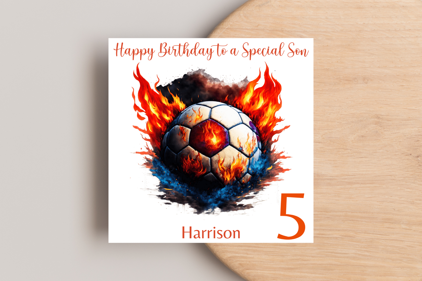 Personalised Football Flame Birthday Card
