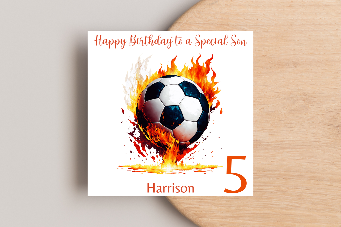 Personalised Football Flame Birthday Card