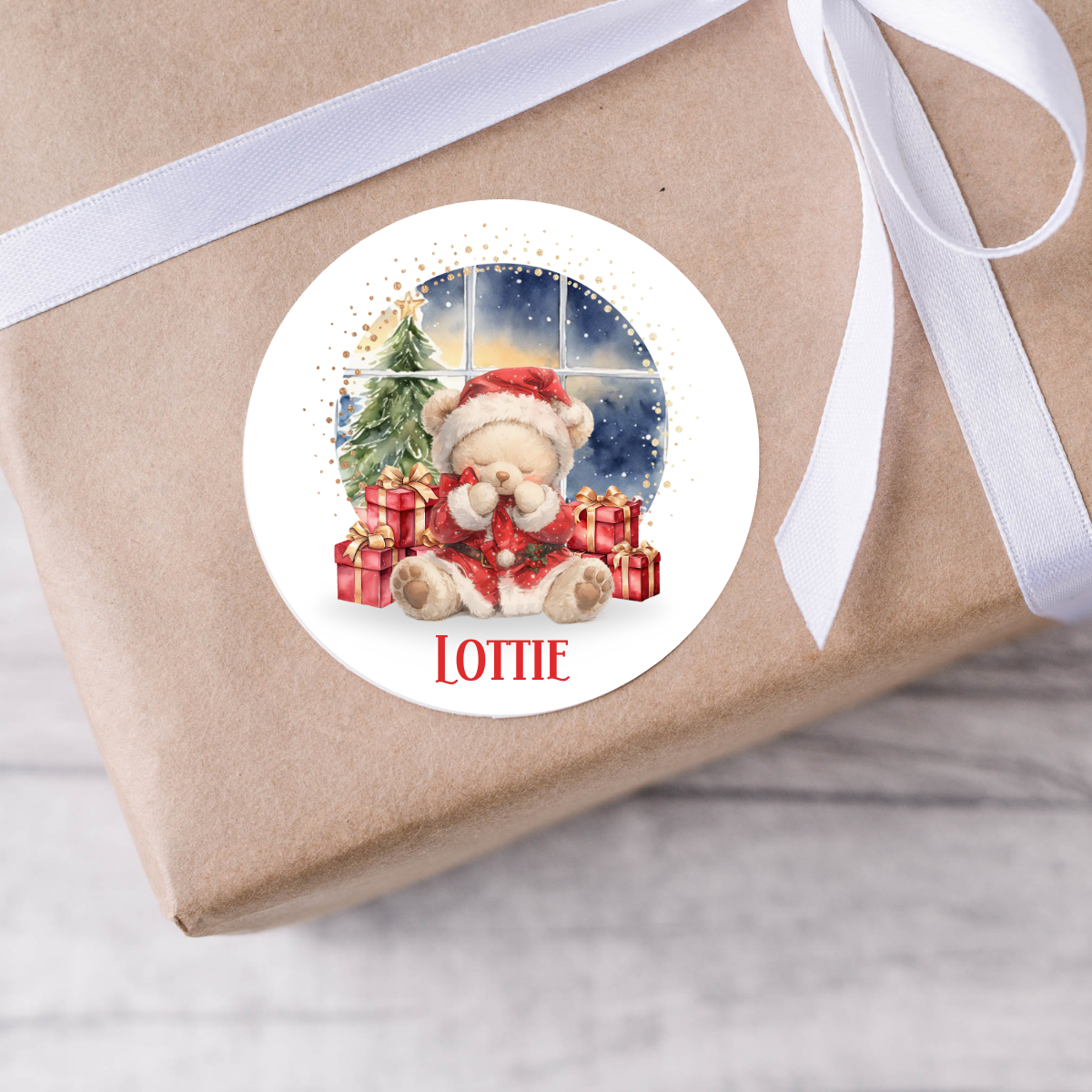 Personalised Bear Christmas Present Labels