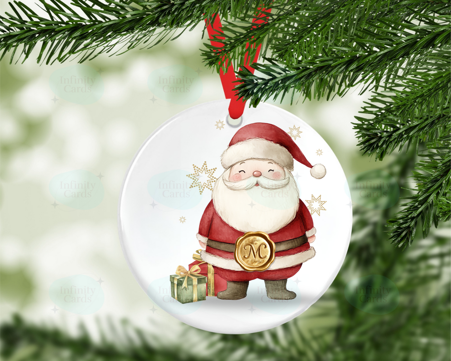 Personalised Santa Initial Christmas Tree Decoration