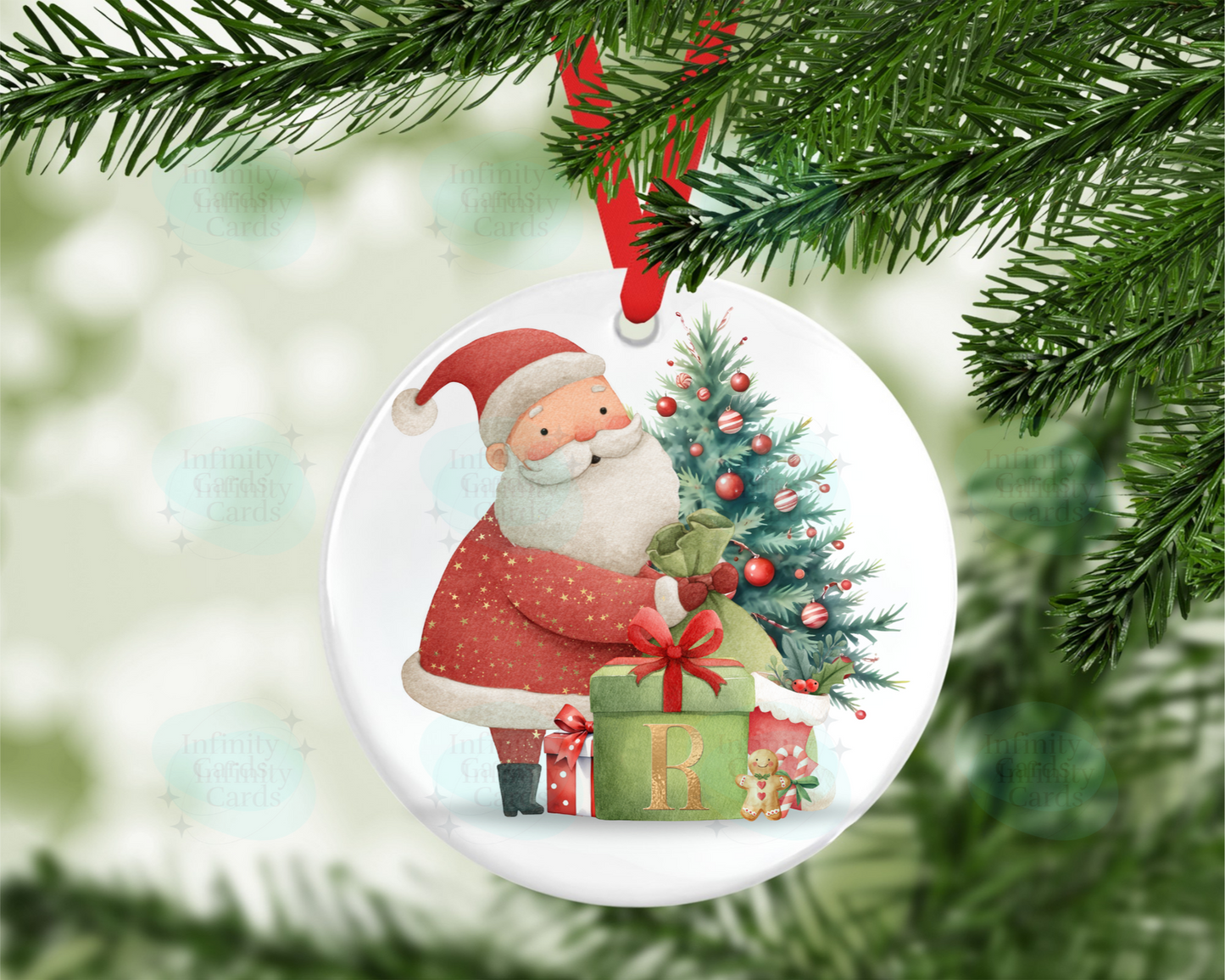 Personalised Santa Initial Christmas Tree Decoration