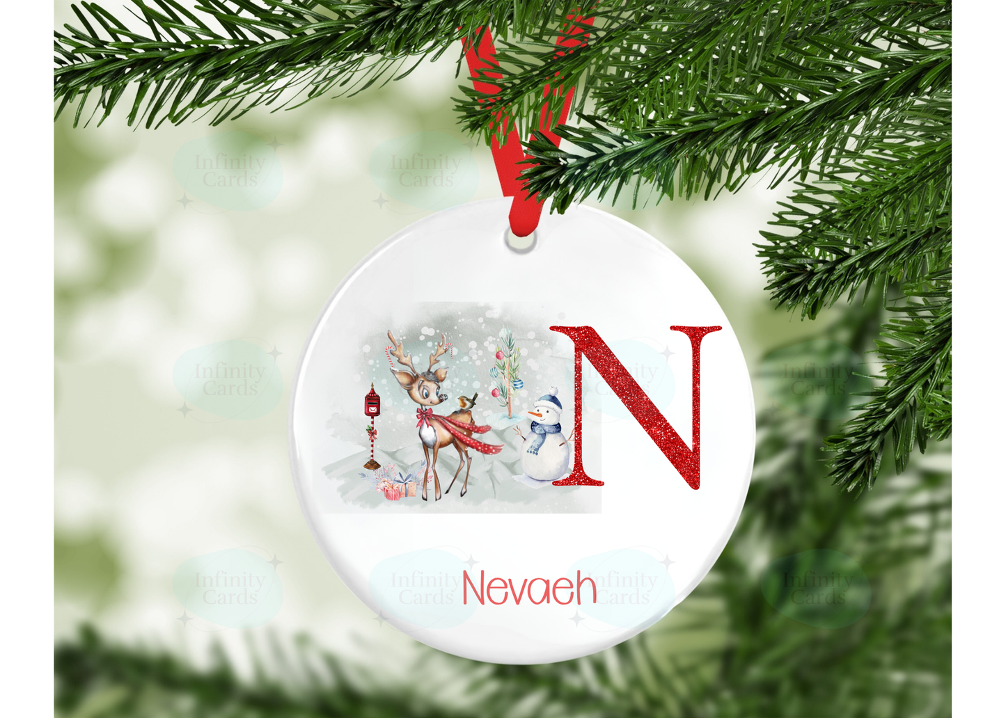 Personalised Reindeer Initial Christmas Tree Decoration