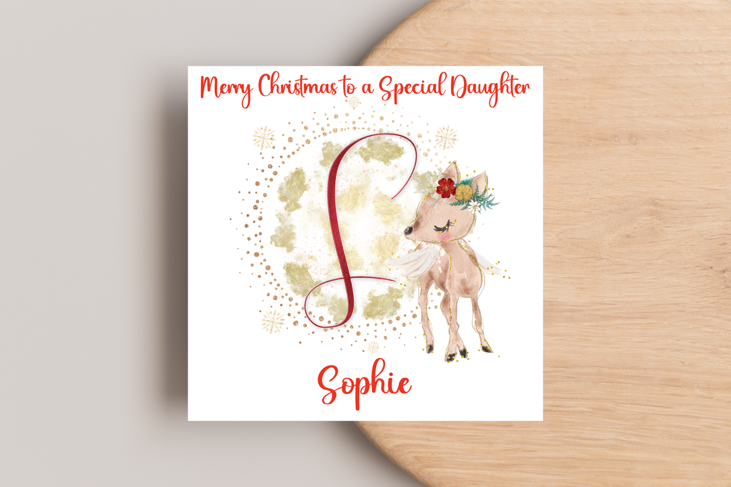 Personalised Reindeer Initial Christmas Card