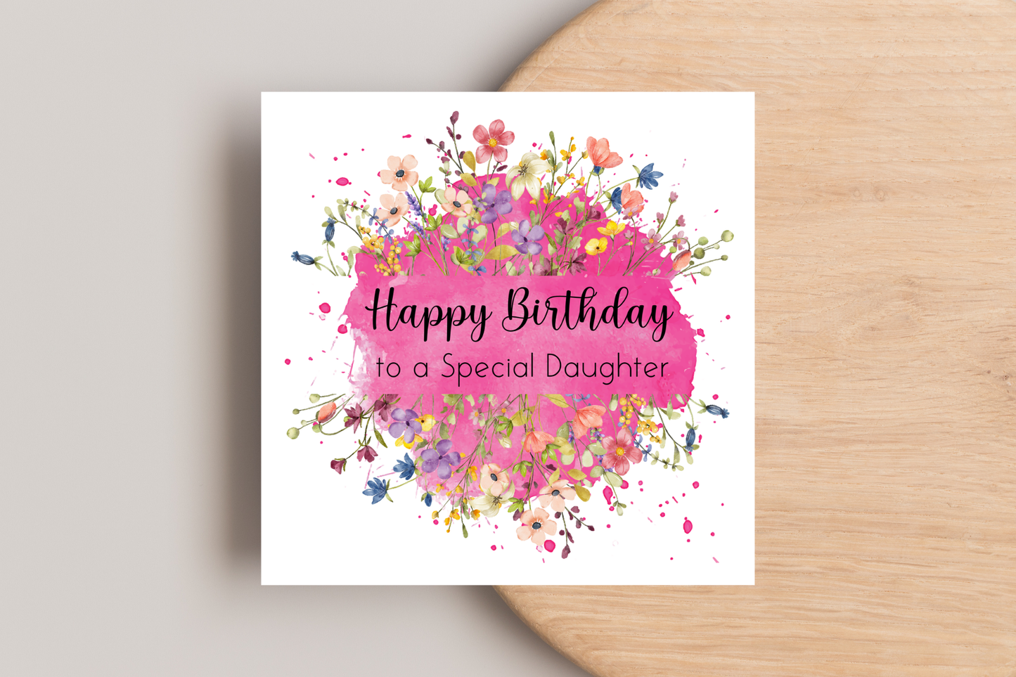 Personalised Pink Floral Birthday Card