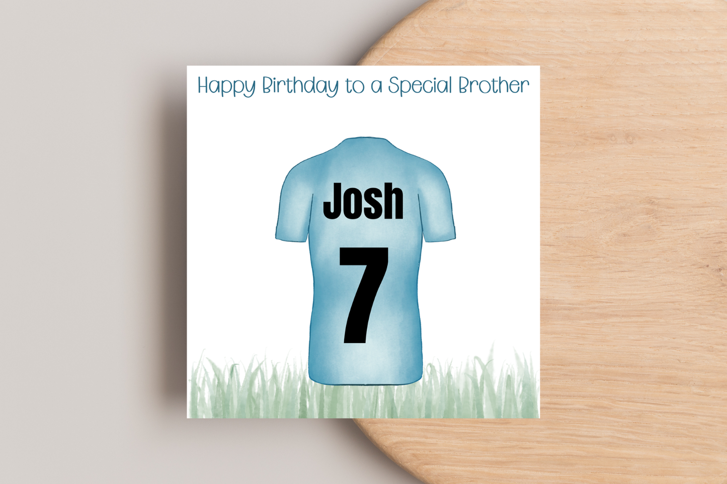 Personalised Football Shirt Name and Number Birthday Card