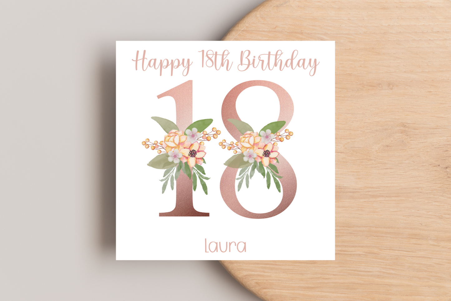 Personalised 18th Rose Gold Floral Birthday Card