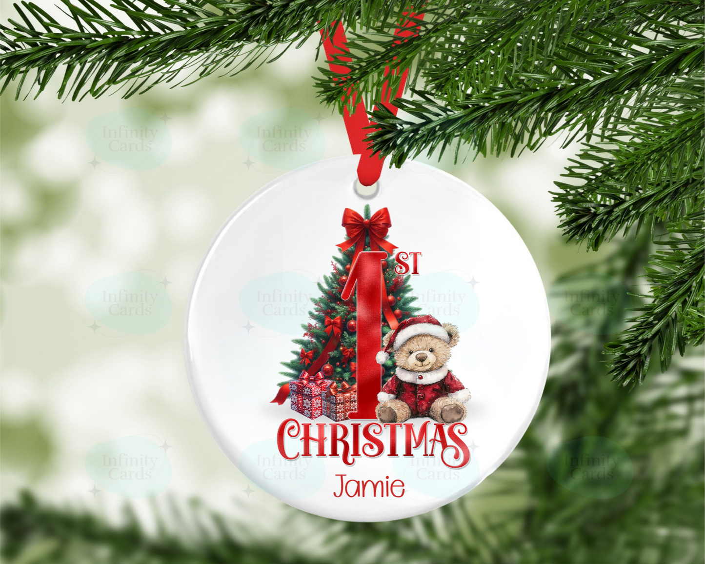 Personalised Bear First Christmas Tree Decoration