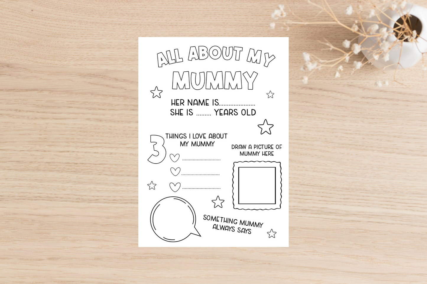 Colour In All About My Mummy Card