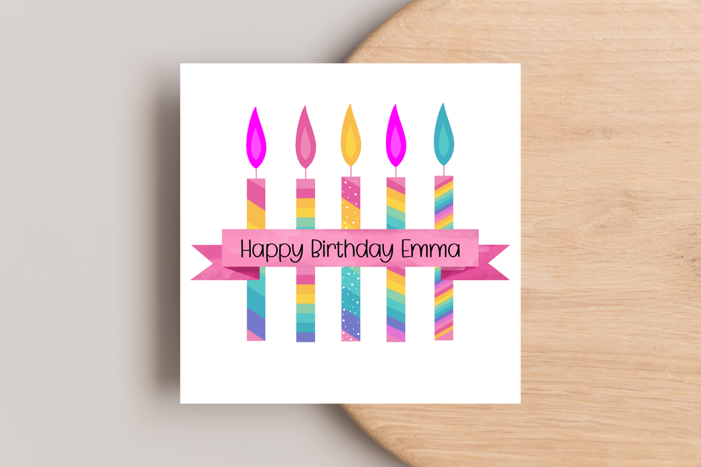 Personalised Colourful Candles Birthday Card