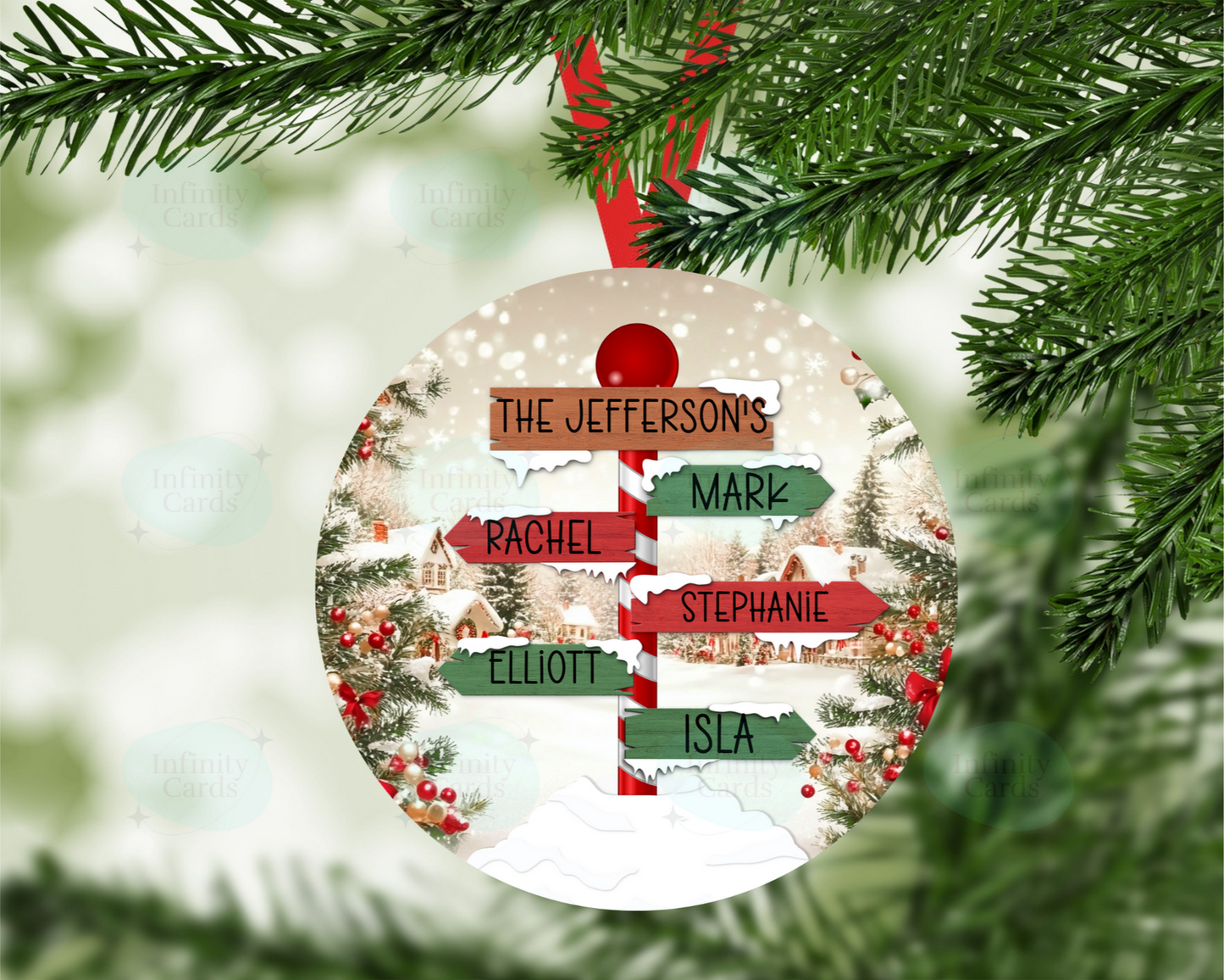 Personalised Christmas Sign Post Family Christmas Tree Decoration