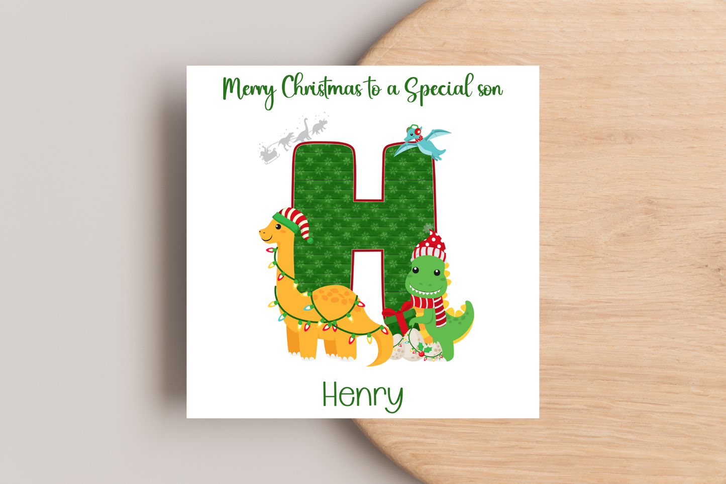 Personalised Dinosaur Christmas Card