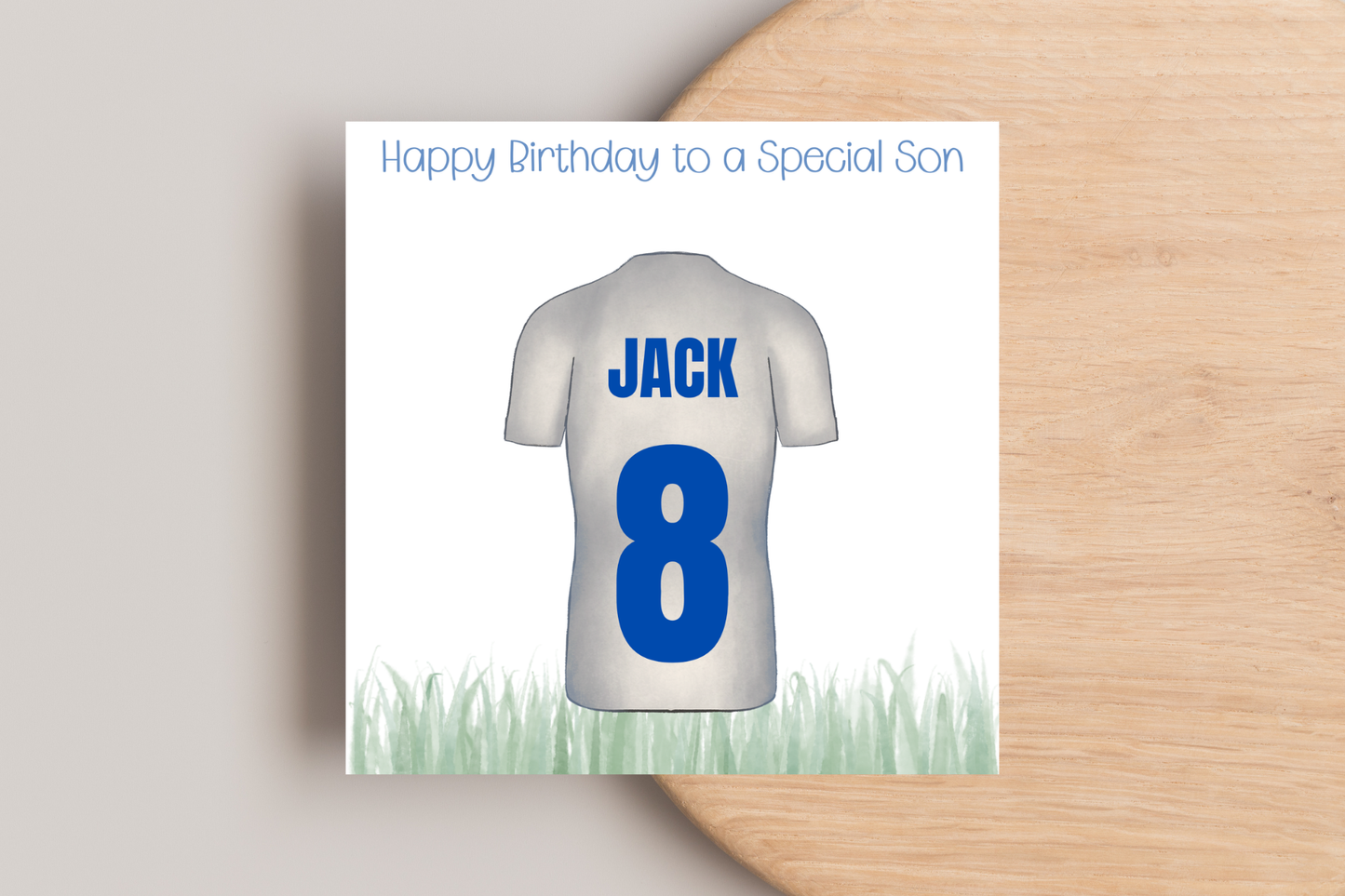 Personalised Football Shirt Name and Number Birthday Card
