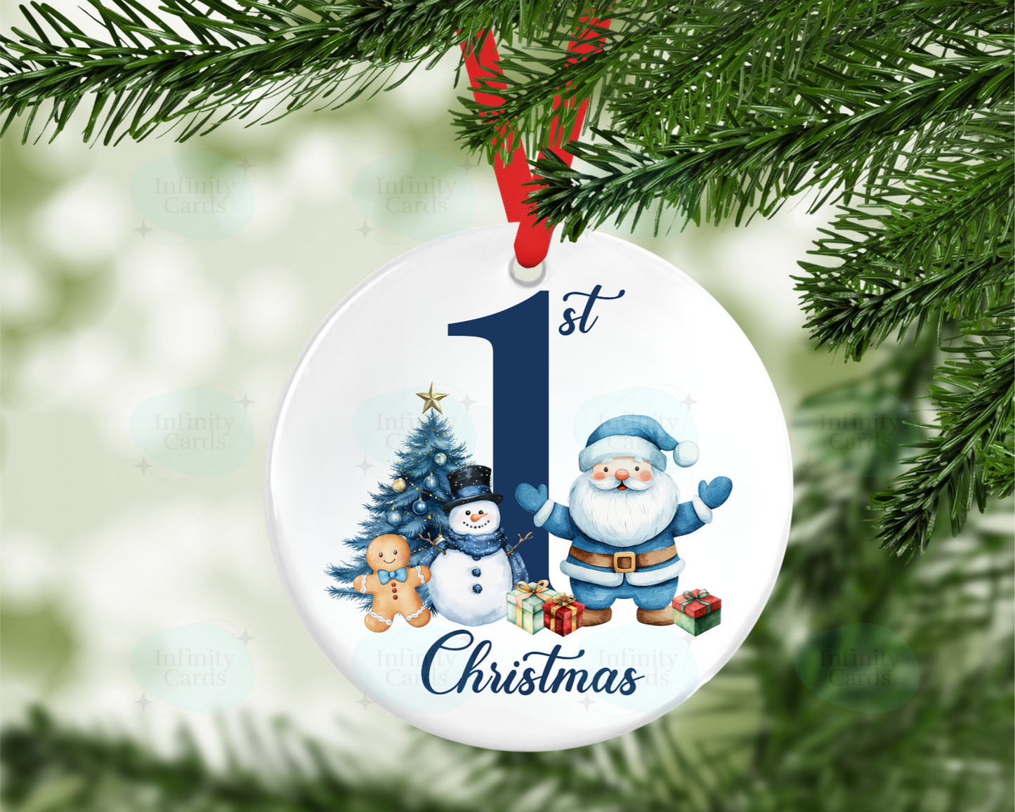 Blue Santa 1st Christmas Tree Decoration