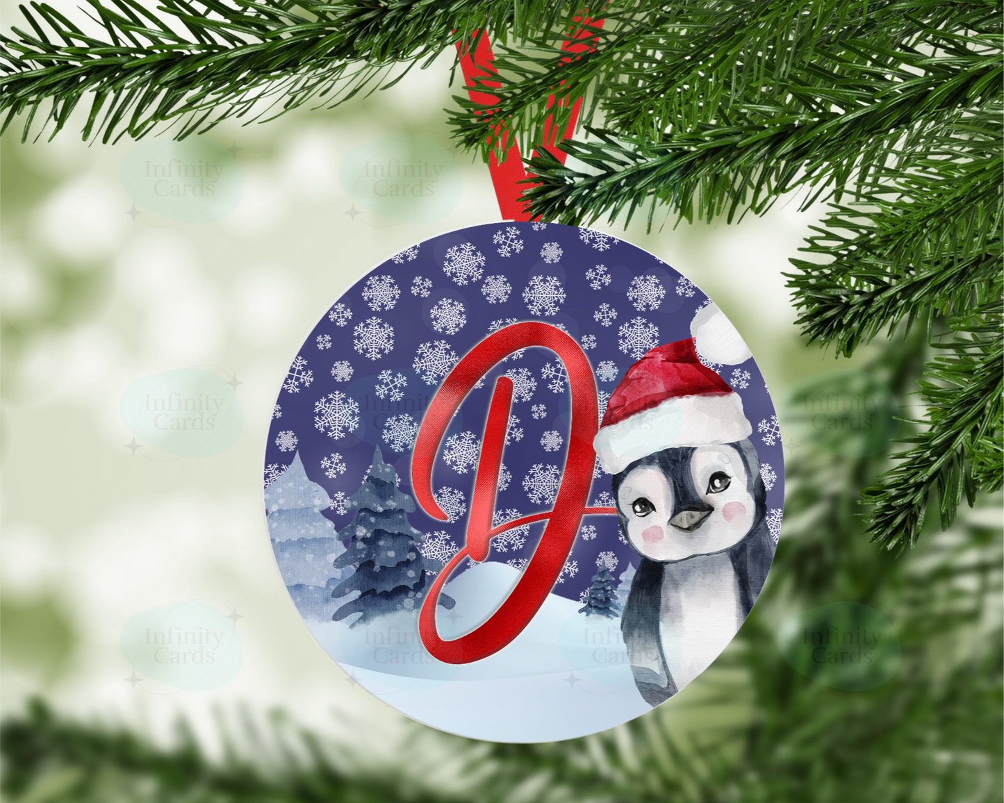 Penguin Initial Christmas Tree Decoration