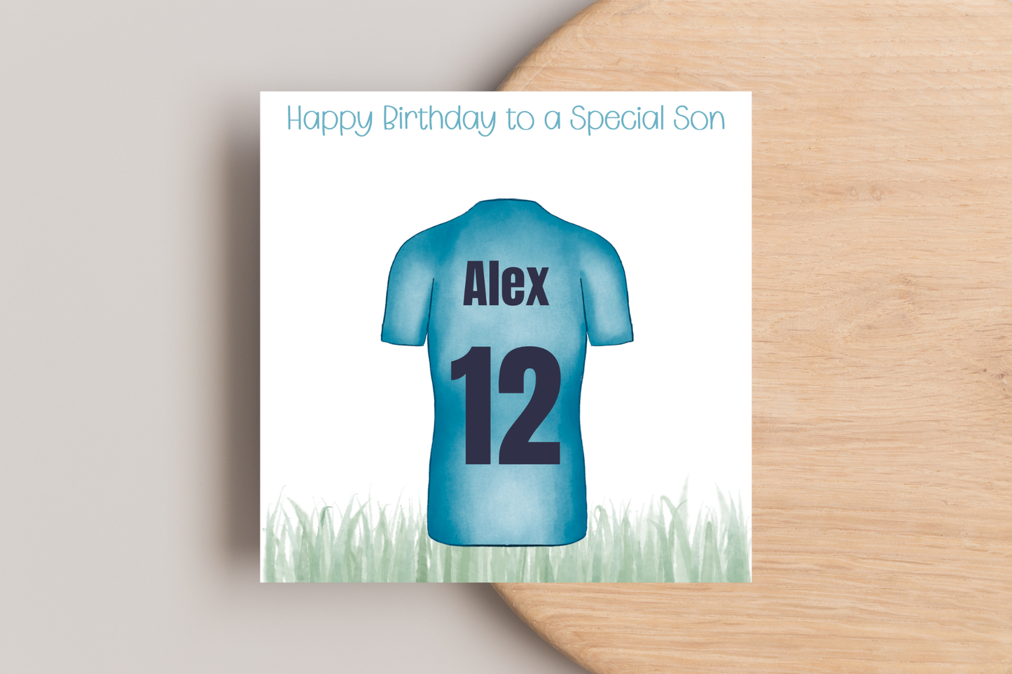 Personalised Football Shirt Name and Number Birthday Card