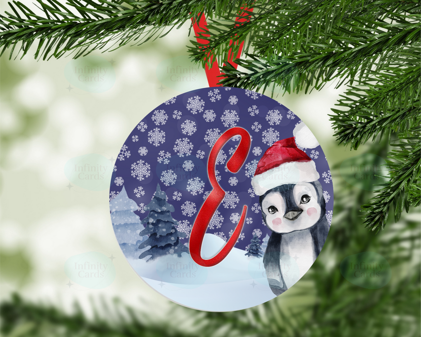 Penguin Initial Christmas Tree Decoration