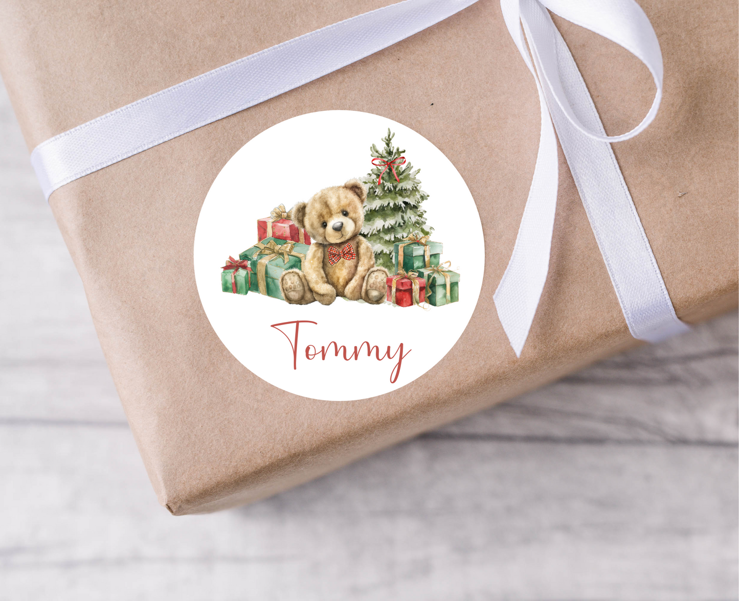 Teddy Bear Christmas Present Labels