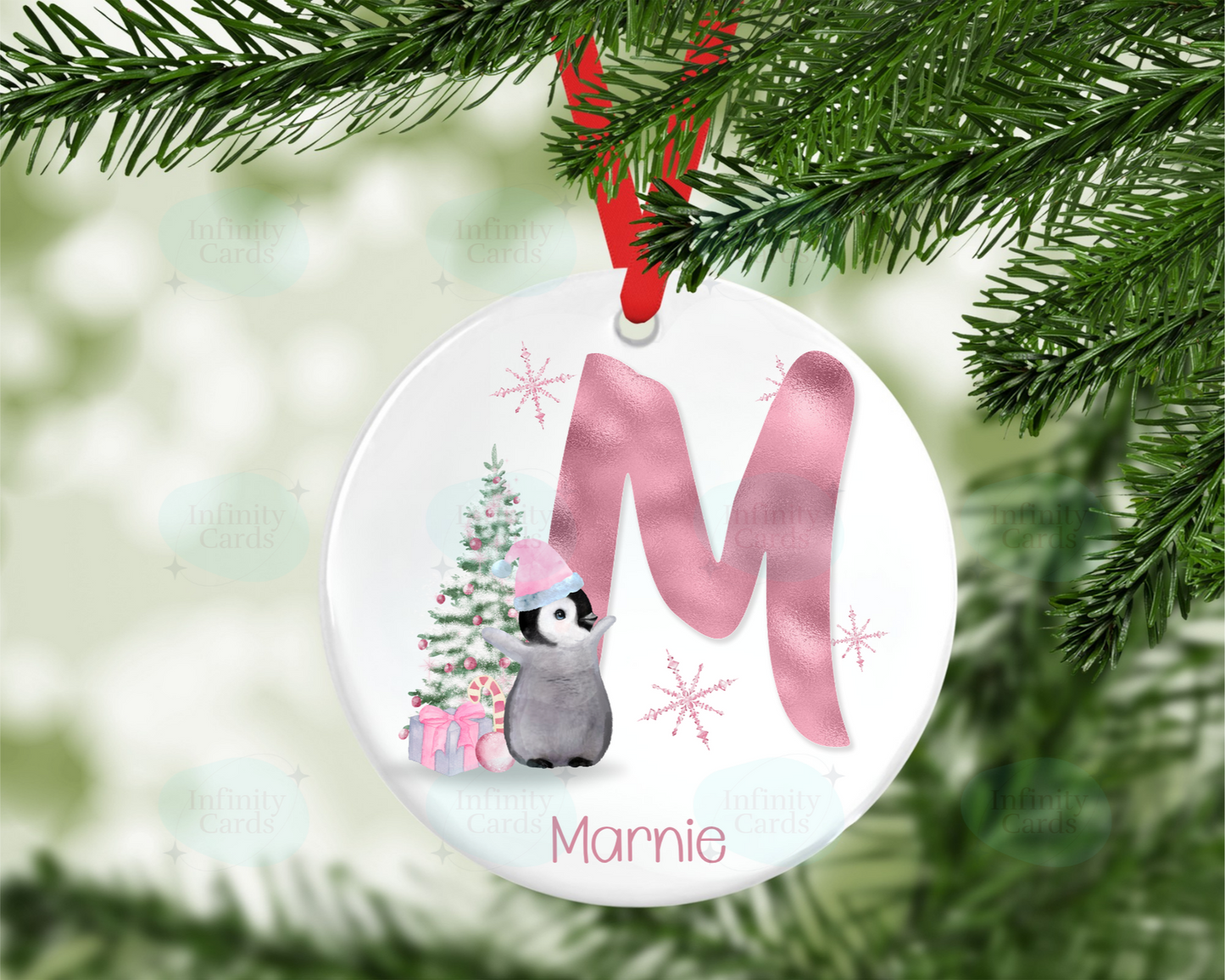 Penguin Initial Christmas Tree Decoration