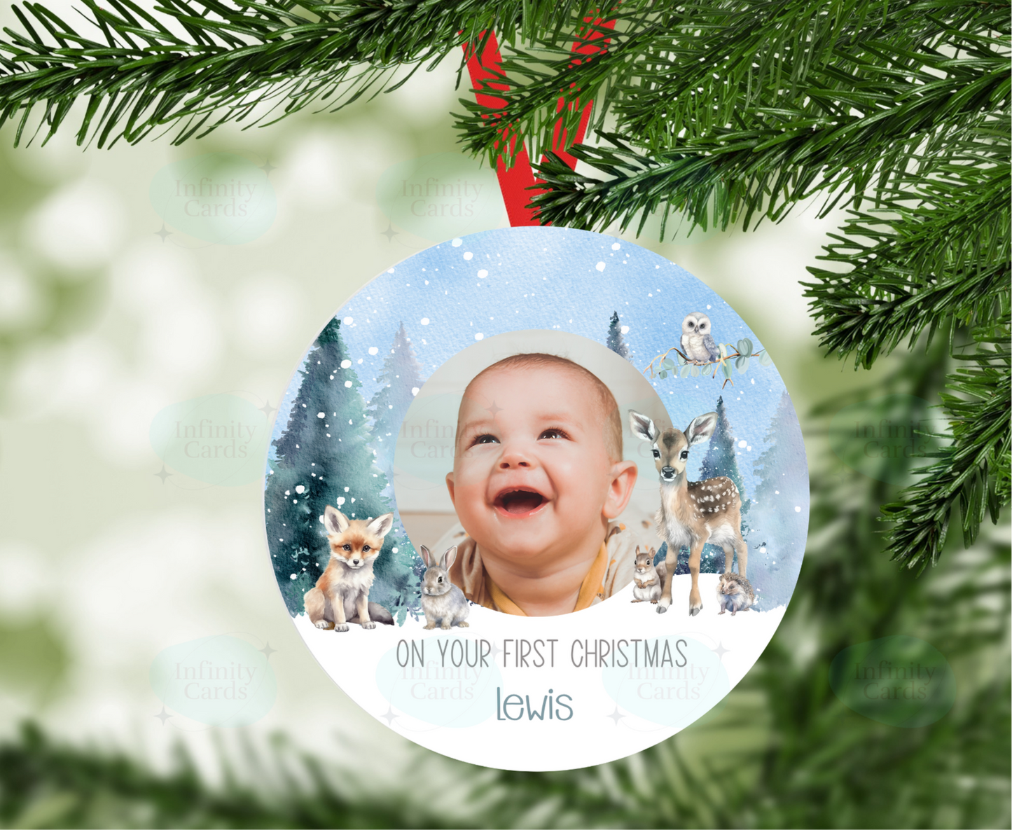 Personalised First Christmas Photo Christmas Tree Decoration