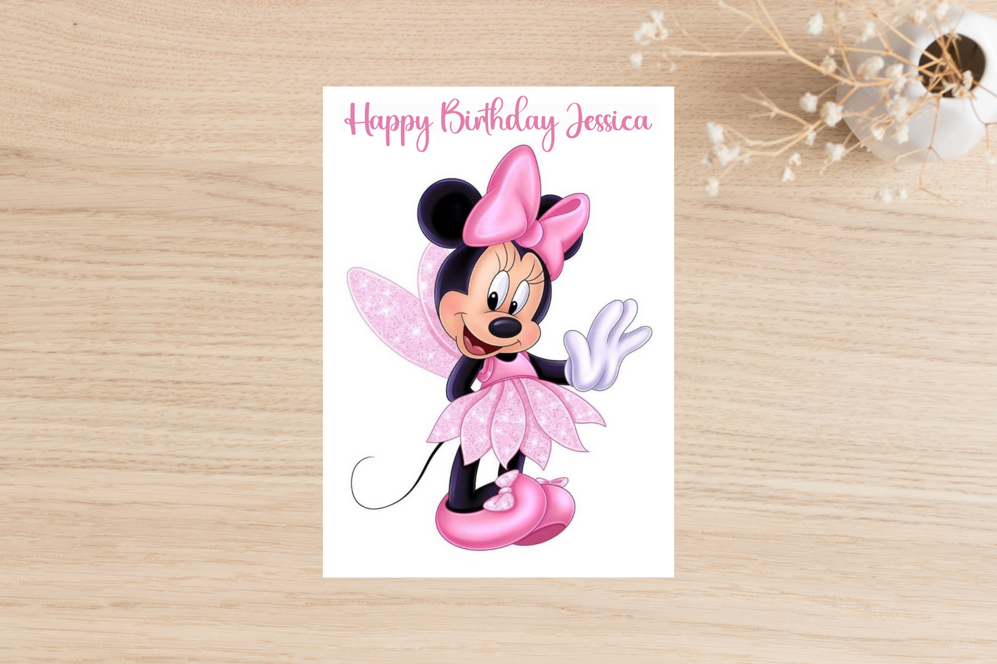 Adorable Minnie Mouse Birthday Card - Personalised