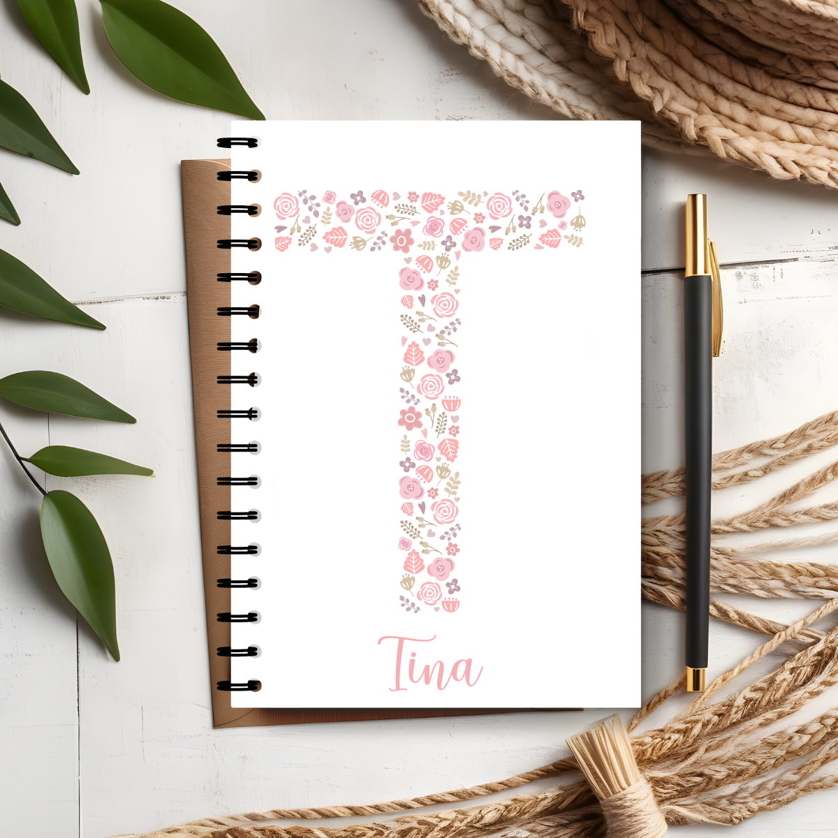 Personalised Floral Initial Notebook